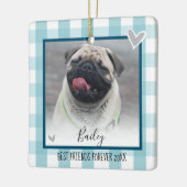 Kerstmis 2 Foto Blue Country Pset Keramisch Ornament (Links)