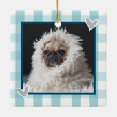 Kerstmis 2 Foto Blue Country Pset Keramisch Ornament (Achterkant)