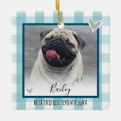 Kerstmis 2 Foto Blue Country Pset Keramisch Ornament (Voorkant)