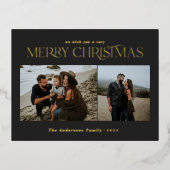 Kerstmis 2 foto botanische flora folie feestdagen briefkaart (Voorkant)