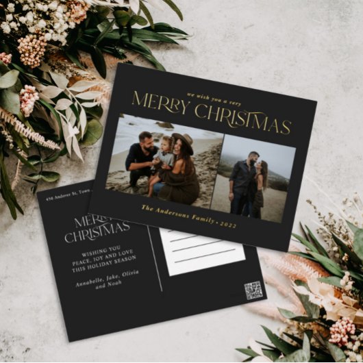 Kerstmis 2 foto botanische flora folie feestdagen briefkaart