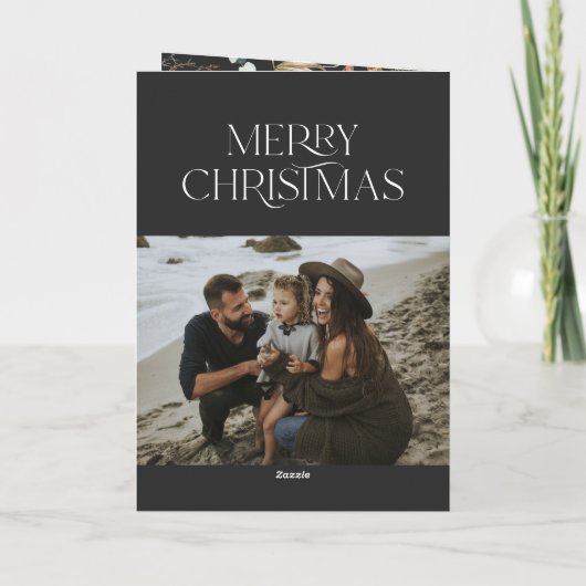 Kerstmis 2 foto botanische florale gevouwen vakant kaart (Achterkant)