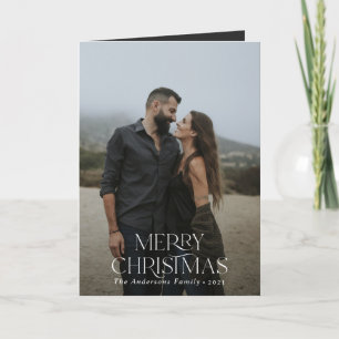 Kerstmis 2 foto botanische florale gevouwen vakant kaart