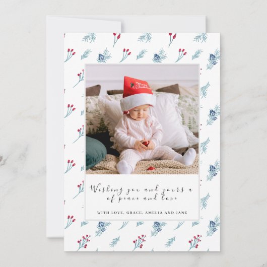 Kerstmis 2 Foto Collage, familiekaart Kaart (Achterkant)