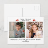 Kerstmis 2 Foto Collage Holiday Briefkaart (Voorkant / Achterkant)