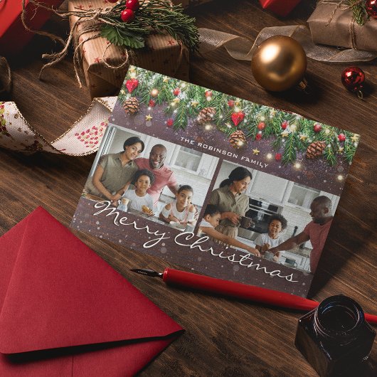 Kerstmis 2 Foto Feestdagenkaart