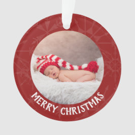 Kerstmis 2 Foto jaar Red Snowflake Ornament