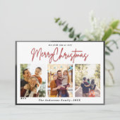 Kerstmis 2 Foto met winterdecoratie Feestdagenkaart (Staand voorkant)