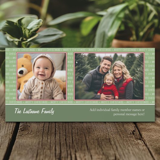 Kerstmis 2 Foto rood en groen - feestdag Kaart