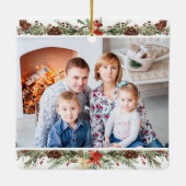 Kerstmis 2 foto rustieke botanische bossen keramisch ornament (Achterkant)