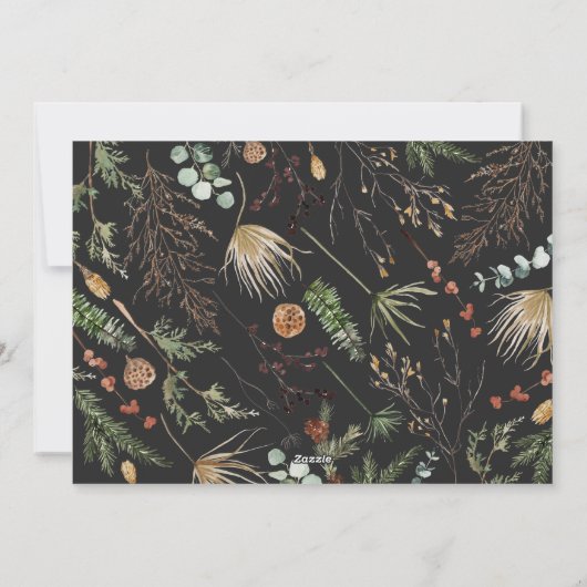 Kerstmis 2 foto waterverf botanische florale feestdagenkaart (Achterkant)