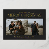 Kerstmis 2 foto waterverf botanische florale folie feestdagenkaart (Voorkant)