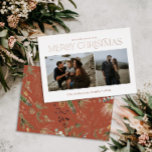 Kerstmis 2 foto waterverf botanische florale folie folie feestdagenkaart<br><div class="desc">Droom kerstmis moderne elegante waterverf droogde botanische florale gedempte kleuren op vakantie 2 foto echte folie kerstkaart.</div>