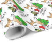 Kerstmis 2 Pembroke Welsh Corgi (rode 1) Boom Cute Cadeaupapier (Rol Hoek)