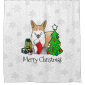 Kerstmis 2 Pembroke Welsh Corgi (rode 1) Boom Cute Douchegordijn (Voorkant)
