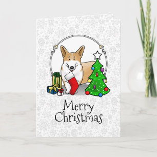 Kerstmis 2 Pembroke Welsh Corgi (rode 1) Boom Cute Kaart