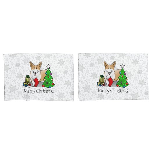 Kerstmis 2 Pembroke Welsh Corgi (rode 1) Boom Cute Kussensloop (Voorkant-Set)