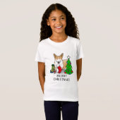 Kerstmis 2 Pembroke Welsh Corgi (rode 1) Boom Cute T-shirt (Voorkant volledig)