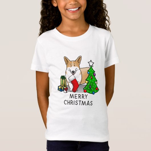 Kerstmis 2 Pembroke Welsh Corgi (rode 1) Boom Cute T-shirt (Voorkant)