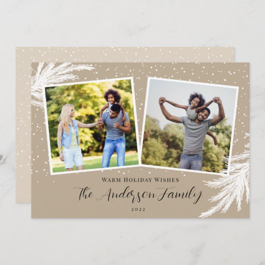 Kerstmis 2 Sneeuwband voor script Feestdagenkaart (Voorkant / Achterkant)