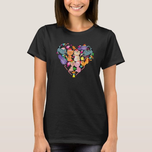 Kerstmis 2: Snoep met hartkat — Kerstmis T-shirt (Voorkant)
