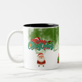 Kerstmis 2-Tone mok met kerstman – Prettig kerstfe