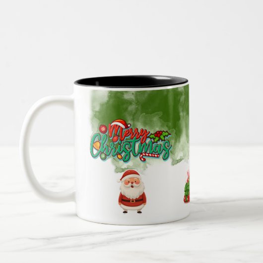 Kerstmis 2-Tone mok met kerstman – Prettig kerstfe (Links)