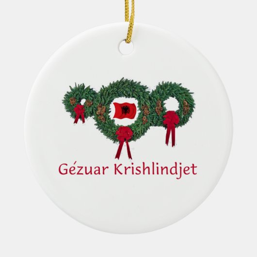 Kerstmis 2 van Albanië Keramisch Ornament (Voorkant)