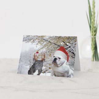 Kerstmis 2 van de buldog feestdagen kaart
