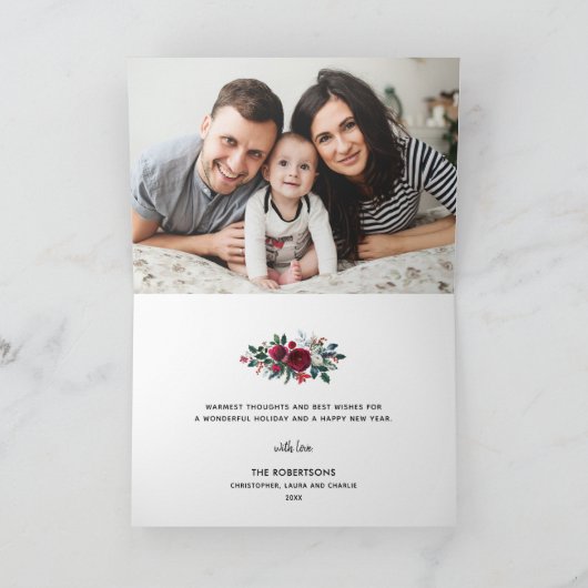 Kerstmis 2 van de hulst en van de Pijnboom Feestdagen Kaart (Binnen)