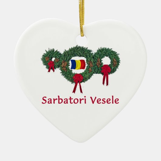 Kerstmis 2 van Roemenië Keramisch Ornament (Voorkant)