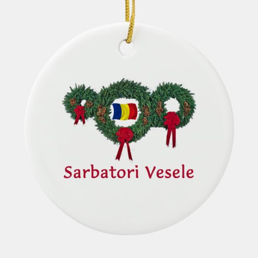 Kerstmis 2 van Roemenië Keramisch Ornament (Voorkant)