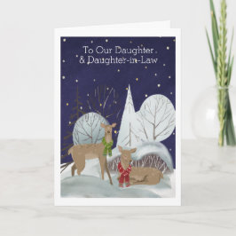 Kerstmis 2 Vrouw Deer Snow Scene op maat gemaakt Kaart