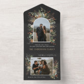 Kerstmis 2 waterverf botanische flora all in one uitnodiging (Binnen)