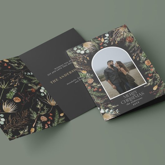 Kerstmis 2 waterverf botanische flora feestdagen kaart