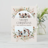 Kerstmis 2 waterverf botanische flora feestdagenkaart (Staand voorkant)
