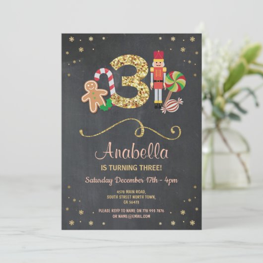 Kerstmis 3 Drie Feestdagen op zaterdag 3e uitnodig Kaart (Staand voorkant)