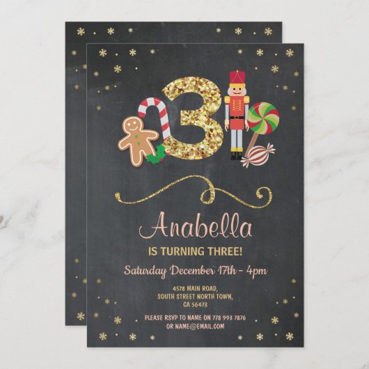 Kerstmis 3 Drie Feestdagen op zaterdag 3e uitnodig Kaart (Voorkant / Achterkant)