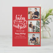 Kerstmis 3 Foto Collage Baby Het is koud buiten Feestdagenkaart (Staand voorkant)