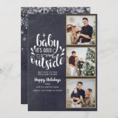 Kerstmis 3 Foto Collage Boho Krijtbord Feestdagenkaart (Voorkant / Achterkant)