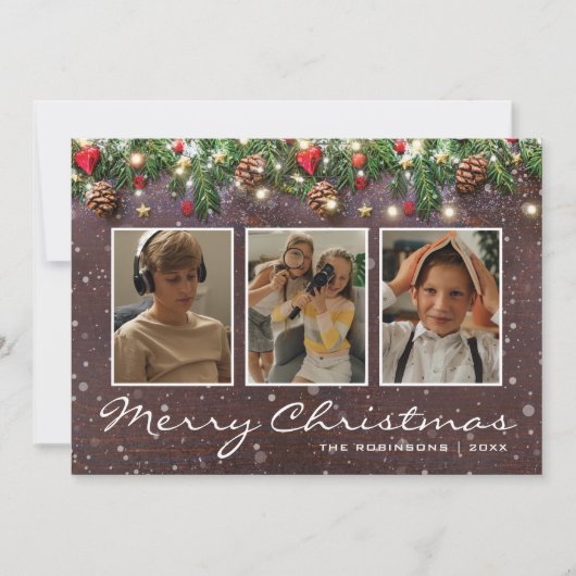  Kerstmis 3 Foto Feestdagenkaart (Voorkant)