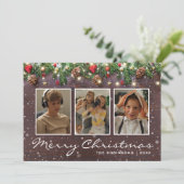  Kerstmis 3 Foto Feestdagenkaart (Staand voorkant)