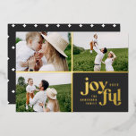 Kerstmis 3 foto modern zwart folie feestdagenkaart<br><div class="desc">Kerstmis 3 foto van de moderne typografie zwart,  folie en witte feestdag. Stijlvol grafisch minimaal ontwerp,  onderdeel van een collectie. Beschikbaar in andere kleuren.</div>