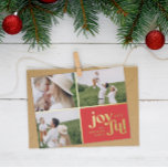 Kerstmis 3 foto moderne rode folie folie feestdagenkaart<br><div class="desc">Kerstmis 3 foto van de moderne typografie rood,  folie en witte feestdag. Stijlvol grafisch minimaal ontwerp,  onderdeel van een collectie. Beschikbaar in andere kleuren.</div>