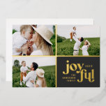 Kerstmis 3 foto moderne zwarte folie folie feestdagenkaart<br><div class="desc">Kerstmis 3 foto van de moderne typografie zwart,  folie en witte feestdag. Stijlvol grafisch minimaal ontwerp,  onderdeel van een collectie. Beschikbaar in andere kleuren.</div>