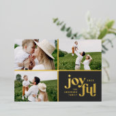Kerstmis 3 foto moderne zwarte folie folie feestdagenkaart (Staand Voorkant)