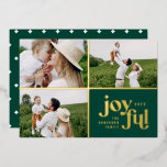 Kerstmis 3, modern groen folie feestdagenkaart<br><div class="desc">Kerstmis 3 foto moderne typografie groen,  folie en witte feestkaart. Stijlvol grafisch minimaal ontwerp,  onderdeel van een collectie. Beschikbaar in andere kleuren.</div>
