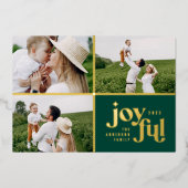 Kerstmis 3, modern groen folie feestdagenkaart (Voorkant)