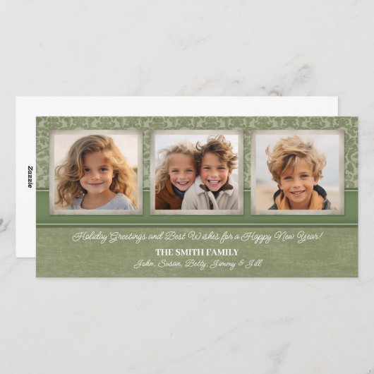 Kerstmis - 3 VERTICALE foto's met een schijnverton Feestdagenkaart (Voorkant / Achterkant)