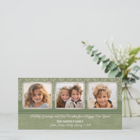 Kerstmis - 3 VERTICALE foto's met een schijnverton Feestdagenkaart (Staand voorkant)
